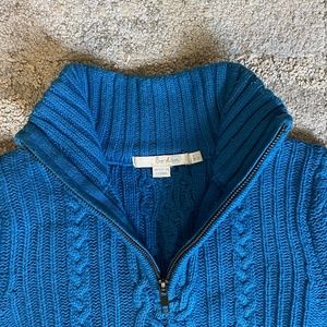 Boden Womens Wool Blend Cable Half Zip Sweater - Sz 2, Winter Azure Blue